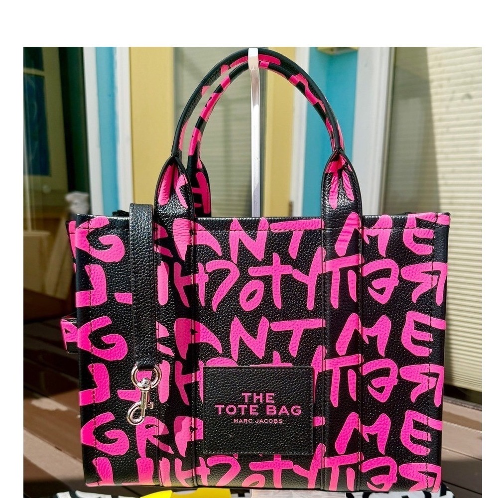 Marc Jacobs x Stephen Sprouse Graffiti Medium Leather Tote Bag – Pink